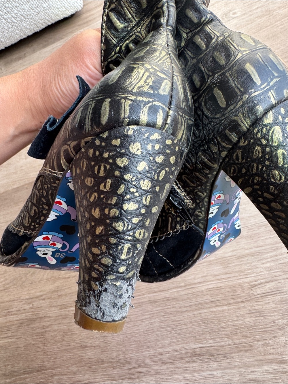 Irregular Choice Miaow Ankle Heeled Booties Black 38 WitchyCore Cat Lovers Witch - Picture 14 of 14